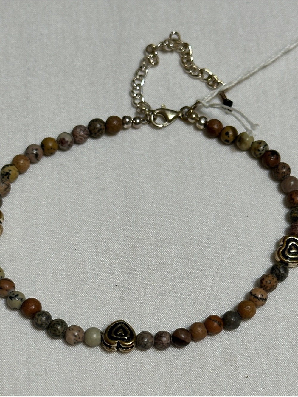 beaded anklet featuring earthy, multicolored jasper beads